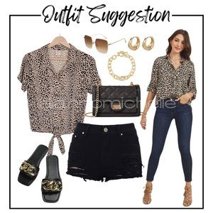 No Boundaries Cropped Leopard Print Blouse